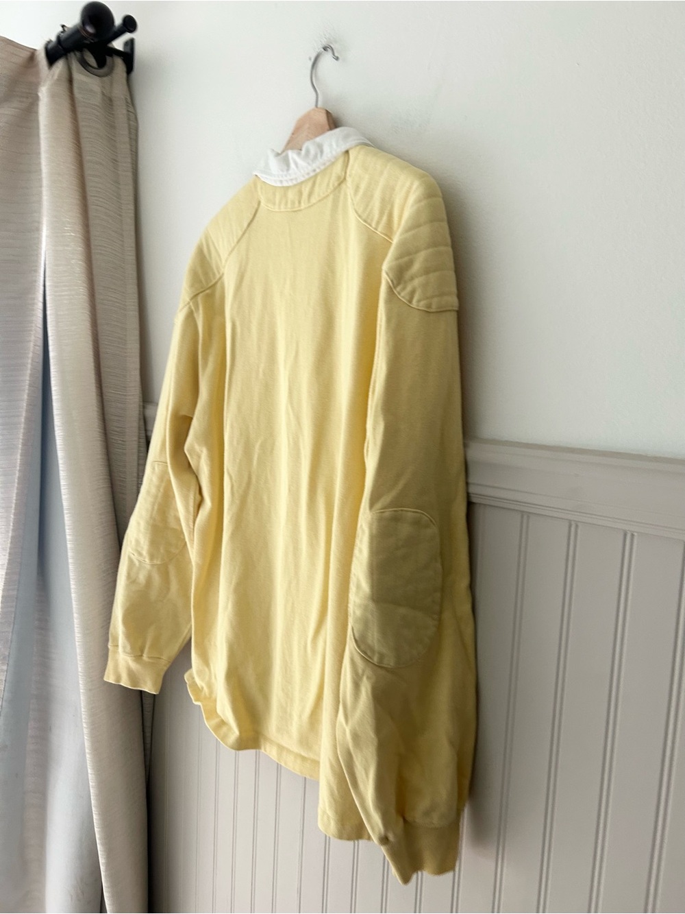Vintage 90s Polo Ralph Lauren Men’s Large Yellow Rugby Shirt Elbow Patches - Picture 7 of 11